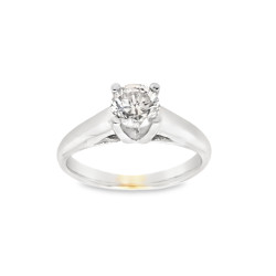 Pre Owned 18ct White Gold Diamond Solitaire Ring ZV807